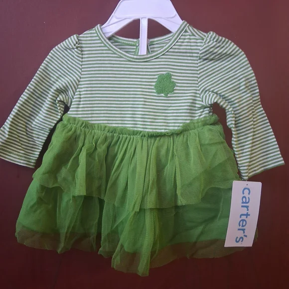 Carter's Green Striped Baby Dress - Picture 1 of 4